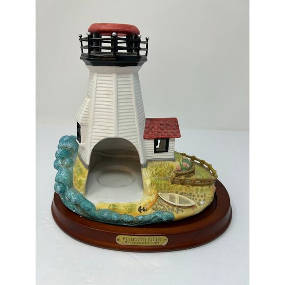 American VTG PartyLite Candle Tealight Holder Plymouth Lighthouse Decorative - Picture 4 of 11
